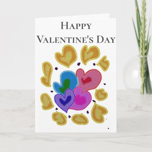 ハートカラフルデザインバレンタインデー シーズンカード (正面)