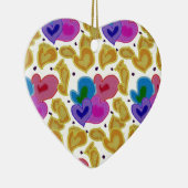 ハートカラフルデザインバレンタインデー セラミックオーナメント (右)
