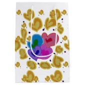 ハートカラフルデザインバレンタインデー ミディアムペーパーバッグ (裏面)