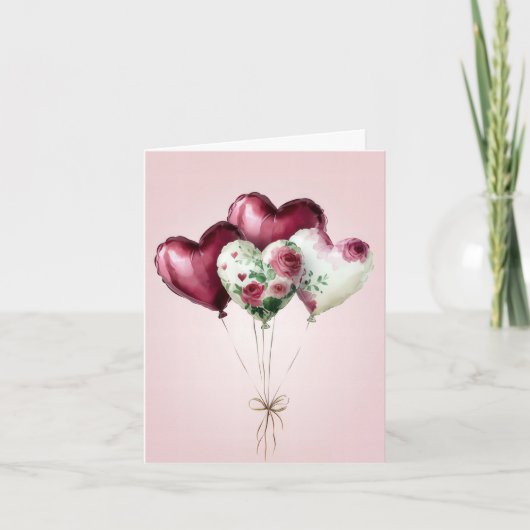 ハートカラフルバルーンのバレンタイン挨拶 カード (正面)
