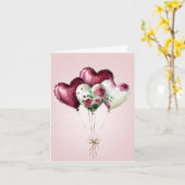 ハートカラフルバルーンのバレンタイン挨拶 カード (黄色い花)