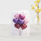ハートカラフルバルーンのバレンタイン挨拶 カード (黄色い花)
