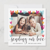 ハートカラフルバレンタインの写真カード シーズンカード (正面)