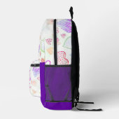 ハートカラフルパターンとイニシャル文字モノグラム プリントバックパック (右)