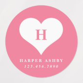 ハートカラフルモノグラム防水名 ラベル (デザイン2)