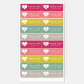 ハートカラフルモノグラム防水名 ラベル (シート)