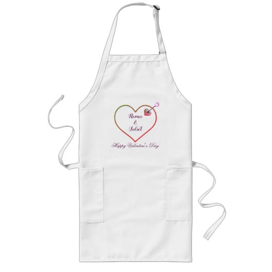 ハートカラフルラブカップルモダンバレンタインデー ロングエプロン (正面)