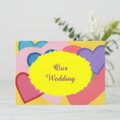 ハートカラフルレイヤードのカスタムウェディング招待状 招待状 (スタンド正面)