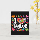 ハートカラフル名はテイラー名 カード (黄色い花)