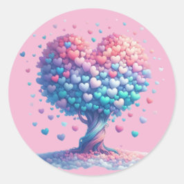 ハートカラフル型のツリーシール ラウンドシール