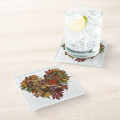 ハートカラフル型の紅葉 ガラスコースター (アングル)