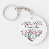 ハートカラフル型ツリーファミリー懇親会テンプレート キーホルダー (正面)