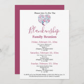 ハートカラフル型ツリーファミリー懇親会テンプレート 招待状 (正面/裏面)