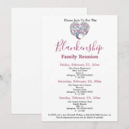 ハートカラフル型ツリーファミリー懇親会テンプレート 招待状