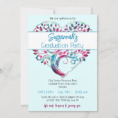 ハートカラフル型ツリー卒業パーティー 招待状 (正面)