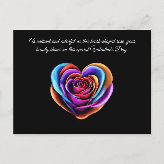 ハートカラフル型バラ – バレンタイン – ポストカード (正面)