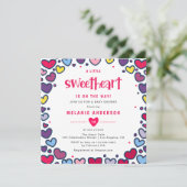 ハートカラフル少し甘い赤ちゃんシャワー 招待状 (スタンド正面)