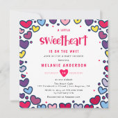 ハートカラフル少し甘い赤ちゃんシャワー 招待状 (正面)