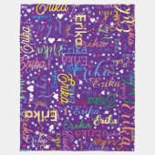 ハートカラフル満載の星空の愛情 フリースブランケット (正面)