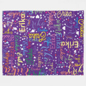 ハートカラフル満載の星空の愛情 フリースブランケット (正面(横))