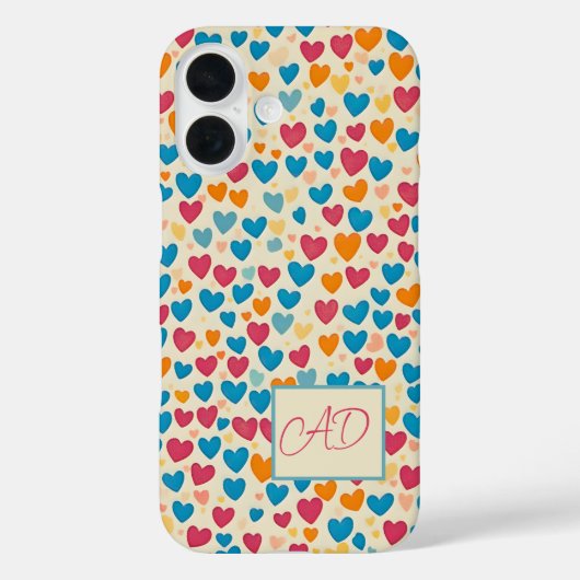 ハートカラフル、モノグラム、ハッピーデー。 Case-Mate iPhoneケース (裏面)