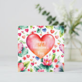 ハートカラフル&ロータスフラワーバレンタインデー シーズンカード (スタンド正面)