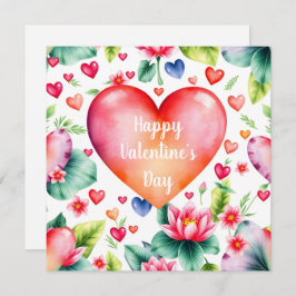 ハートカラフル&ロータスフラワーバレンタインデー シーズンカード