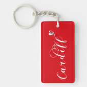 ハートカーディフ国旗、ウェールズ、カーディッド キーホルダー (正面)