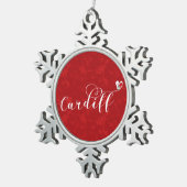 ハートカーディフ国旗、カーディッド、ウェールズ、セラミックorname スノーフレークピューターオーナメント (右)