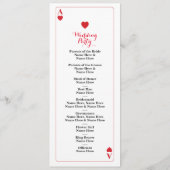 ハートカード結婚式プログラムのベガスのカジノのエース プログラム (裏面)