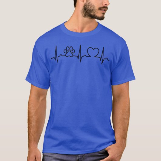 ハートカーブ 犬 犬の足あと ドッグファン ペットの友達 Tシャツ (正面)
