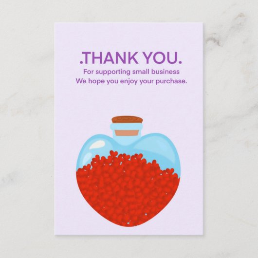 ハートガラスのjarカー感謝していド、お客様 エンクロージャーカード (正面)