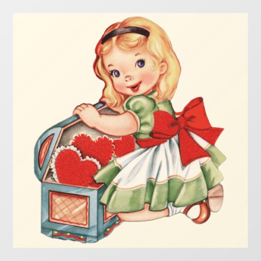 ハートガールチャイルドレトロかわいい子ども ウィンドウサイン (シート)