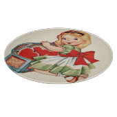 ハートガールチャイルドレトロかわいい子ども カッティングボード (角)