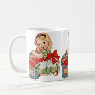 ハートガールチャイルドレトロかわいい子ども コーヒーマグカップ