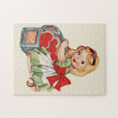 ハートガールチャイルドレトロかわいい子ども ジグソーパズル (横)