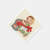 ハートガールチャイルドレトロかわいい子ども スタンダードカクテルナプキン (角)