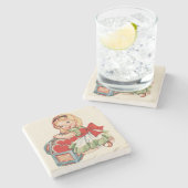 ハートガールチャイルドレトロかわいい子ども ストーンコースター (横)