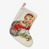 ハートガールチャイルドレトロかわいい子ども スモールクリスマスストッキング (正面 (吊り時))