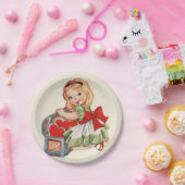 ハートガールチャイルドレトロかわいい子ども ペーパープレート (パーティー)