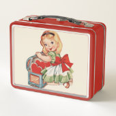 ハートガールチャイルドレトロかわいい子ども メタルランチボックス (裏面)
