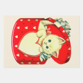 ハートガールチャイルドレトロかわいい子ども ラッピングペーパーシート (正面3)