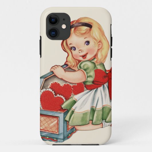 ハートガールチャイルドレトロかわいい子ども Case-Mate iPhoneケース (裏面)