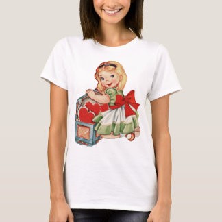 ハートガールチャイルドレトロかわいい子ども Tシャツ
