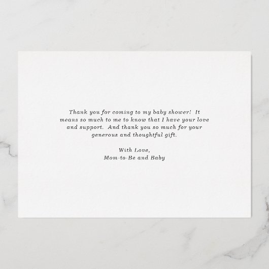 ハートガールボーホレインボーベビーシャワーサンキューカード 箔招待状 (裏面)