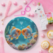 ハートキスをするバブル魚 ペーパープレート (パーティー)