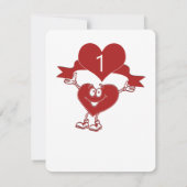 ハートキャラクターとテーブル番号 招待状 (裏面)