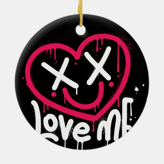 ハートキャラクターと死眼とスマイル散布 セラミックオーナメント (裏面)