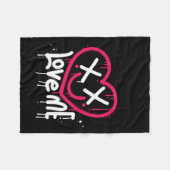 ハートキャラクターと死眼とスマイル散布 フリースブランケット (正面(横))