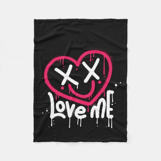 ハートキャラクターと死眼とスマイル散布 フリースブランケット (正面)